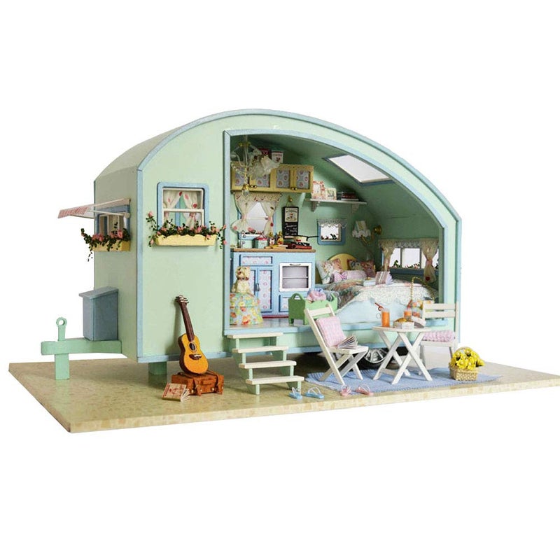 MAGQOO Wooden Dollhouse Miniature with Furniture DIY Dollhouse Kit DIY House Kit Tiny House Kit with Voice Control and Music Movement 1:18 Scale Creative Room Idea(Time Travel) - Image 1